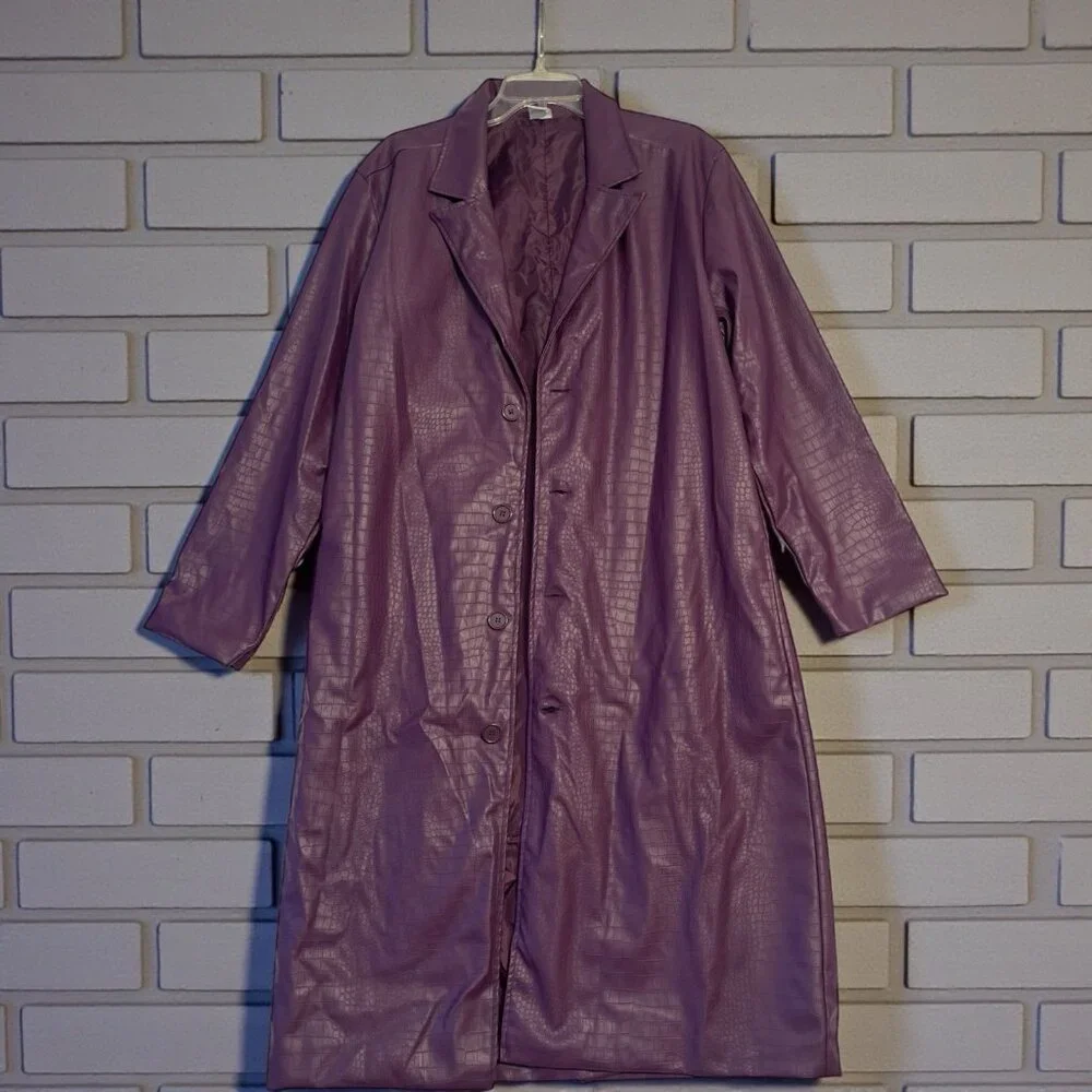 The Joker Suicide Squad Mens Large Purple Trench Coat Cosplay